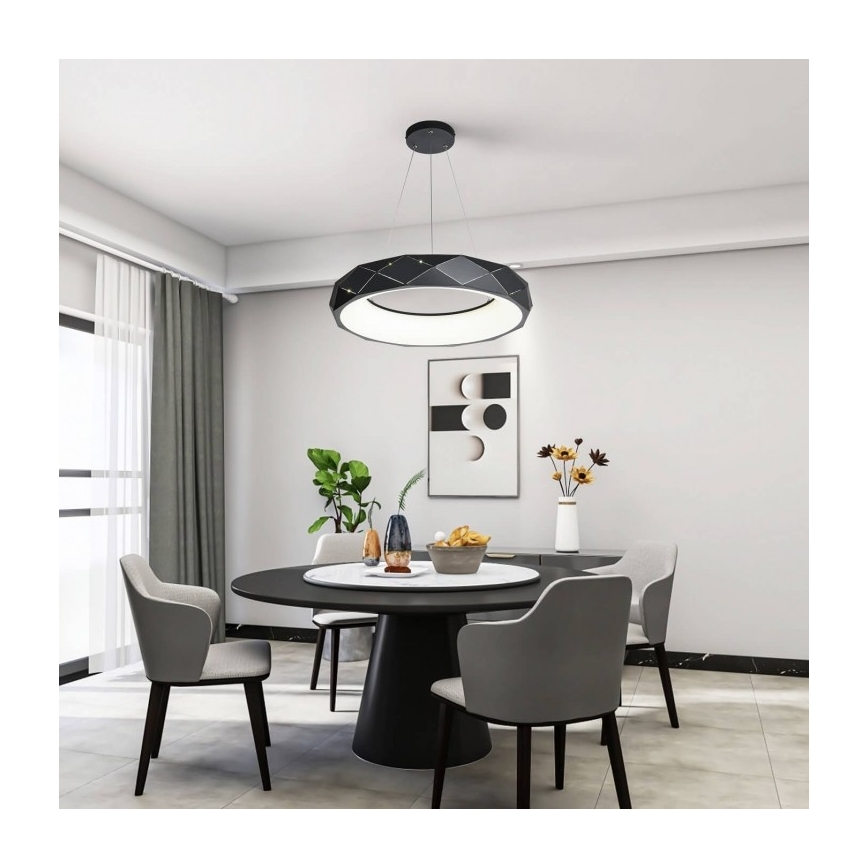 REUS LED kábeles csillár, 36 W, 230 V, 4000 K, átm. 61 cm, fekete