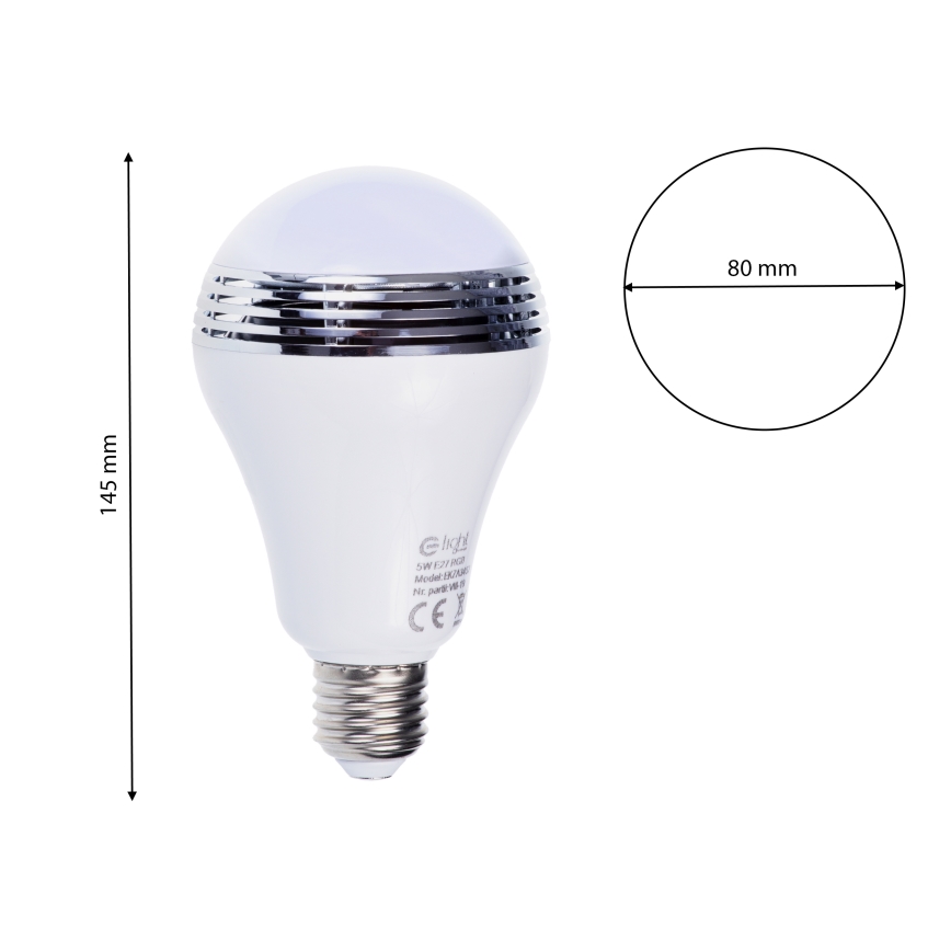 RGB LED izzó Bluetooth hangszóróval E27/8W/230V 2700K
