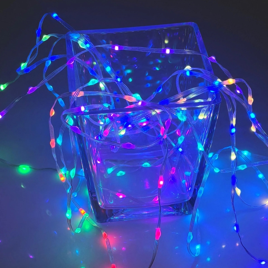 RGB LED karácsonyi fényfüzér LED/10W/5V 10 m USB + távirányító
