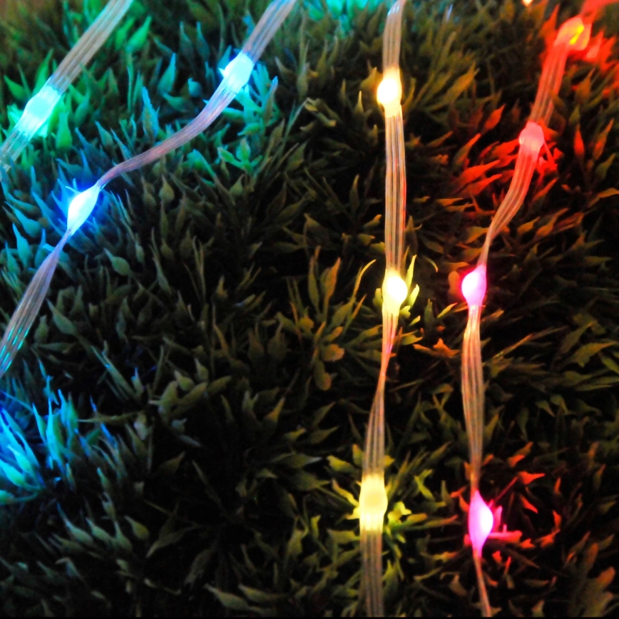 RGB LED karácsonyi fényfüzér LED/10W/5V 10 m USB + távirányító