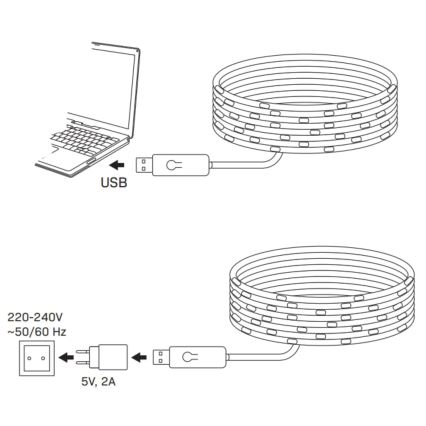 RGB LED karácsonyi fényfüzér LED/10W/5V 10 m USB + távirányító
