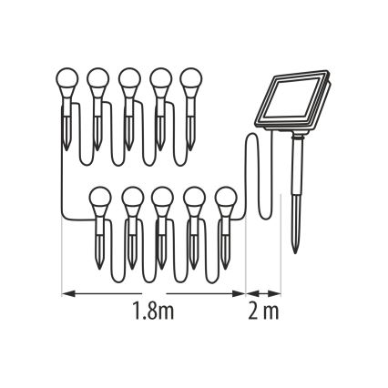 RGB LED napelemes lámpa 10xLED/1,2V 300 mAh IP44 fekete