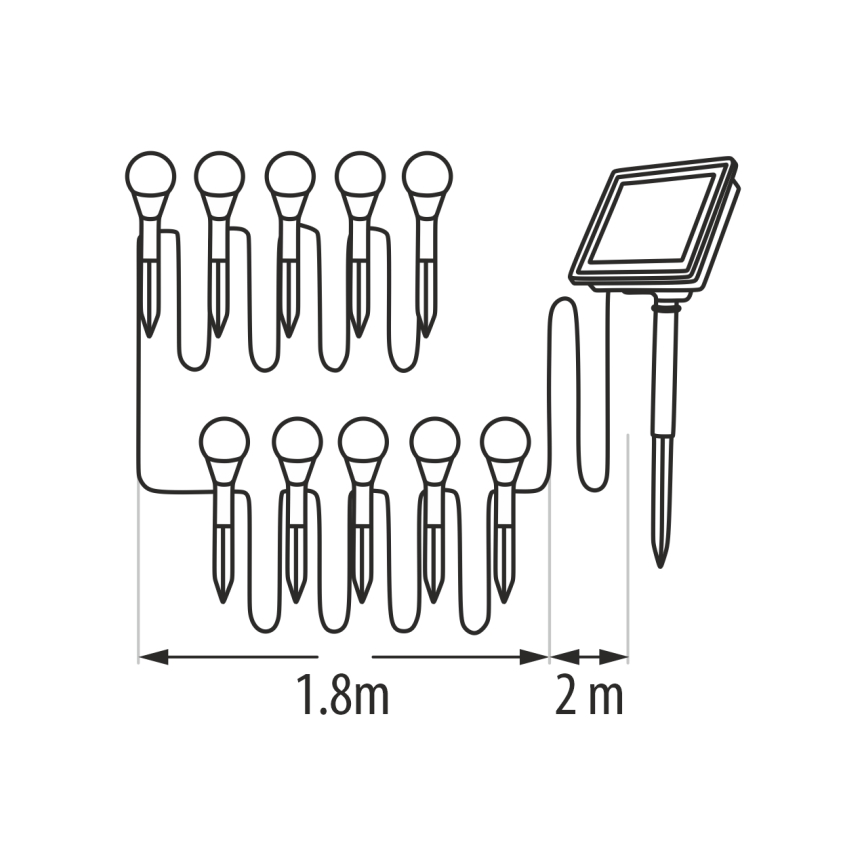 RGB LED napelemes lámpa 10xLED/1,2V 300 mAh IP44 fekete