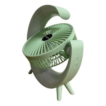 RGB LED újratölthető asztali ventilátor 5W/5V 1200 mAh zöld