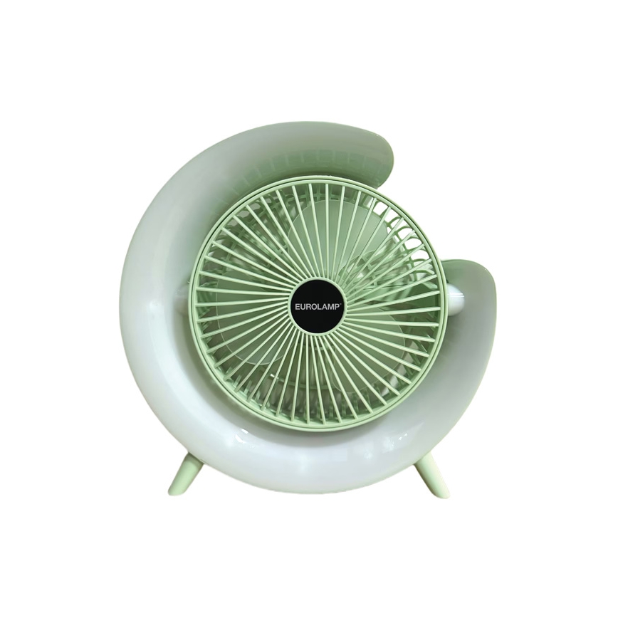 RGB LED újratölthető asztali ventilátor 5W/5V 1200 mAh zöld
