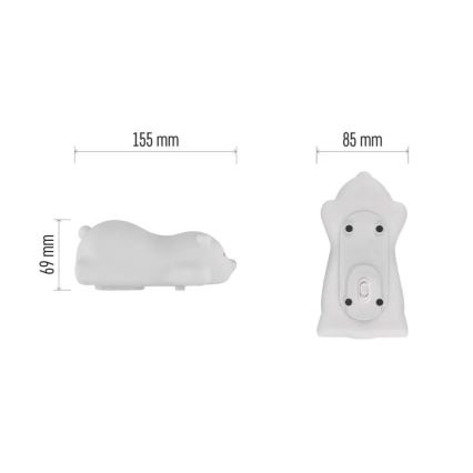 RGB LED újratölthető érintésvezérelt éjszakai fény LED/3,7V 1200 mAh maci