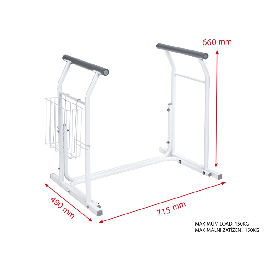 Ridder - Támogató mobil kapaszkodó WC-hez 66x71,5 cm fehér