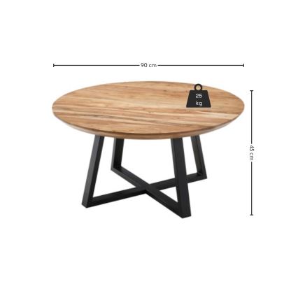 RIVA dohányzóasztal Ø 90 cm akác/fekete