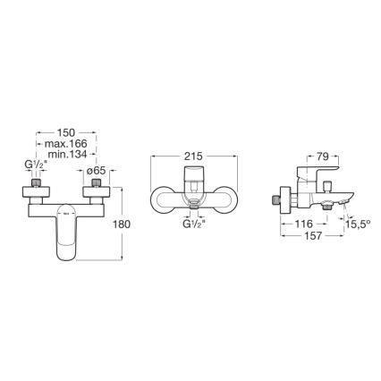Roca A5A026EC00 - CALA fürdőkád csaptelep, fényes króm