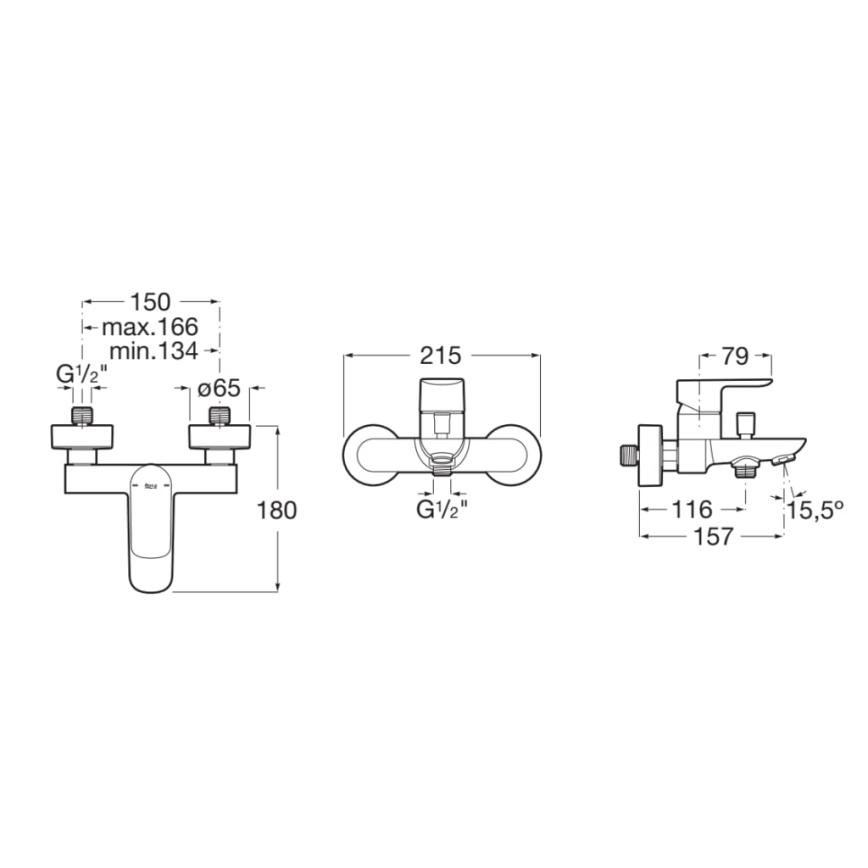Roca A5A026EC00 - CALA fürdőkád csaptelep, fényes króm