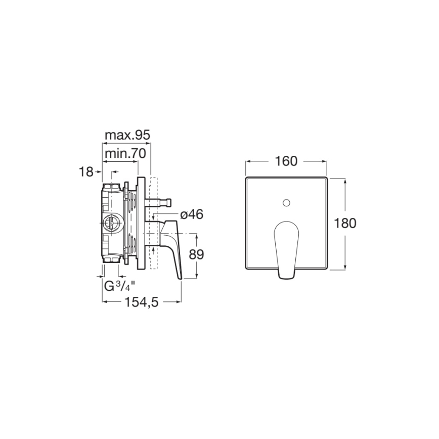 Roca A5A0B90C00 - Falba süllyeszthető zuhanycsaptelep ATLAS, fényes króm