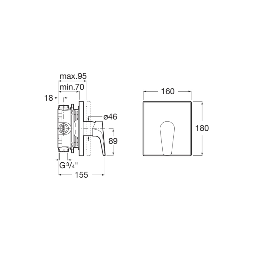 Roca A5A2B90C00 - ATLAS falba süllyesztett zuhanycsaptelep, fényes króm
