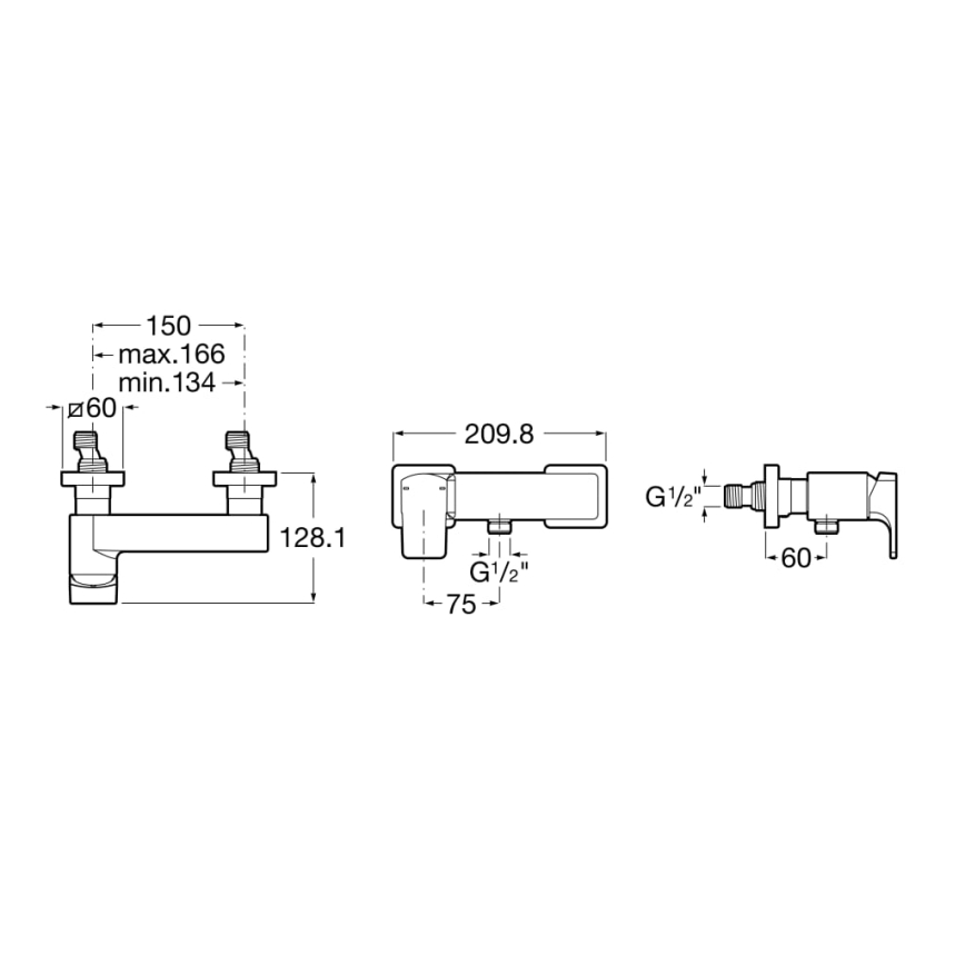 Roca A5A2D01C00 - Zuhanycsaptelep L90, fényes króm