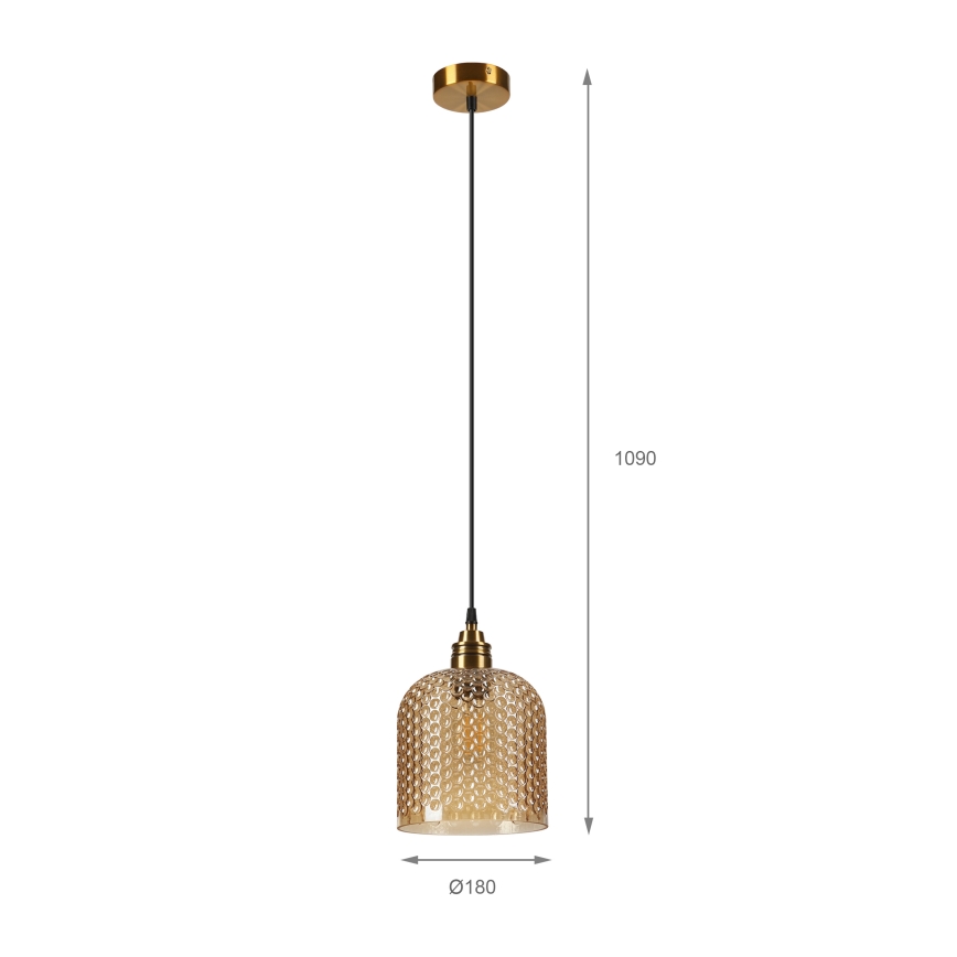 ROCCO kábeles függőlámpa 1xE27/15W/230V arany/füstös bézs