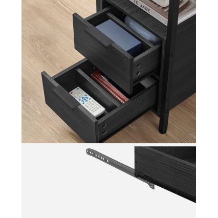 ROD fekete oldalsó asztal beépített konnektorokkal és USB-portokkal