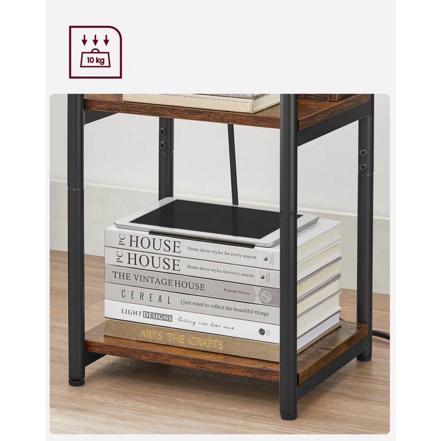 ROD kisasztal beépített fiókokkal és USB-csatlakozókkal barna/fekete