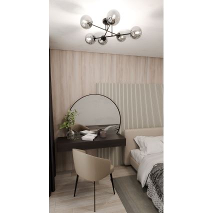 ROMA felületre szerelt csillár 6xE14/10W/230V fekete/füstszínű