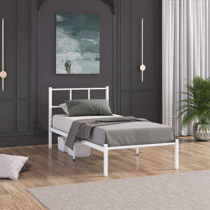 ROVAN masszív fém egyszemélyes ágy 90x200 cm, fehér, teherbírás 120 kg