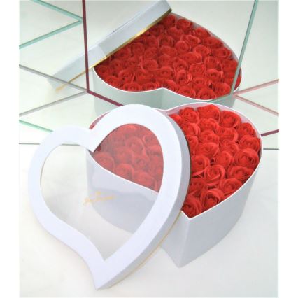 Rózsacsokor szappanból HEART RED - nagysága L (43 szál)