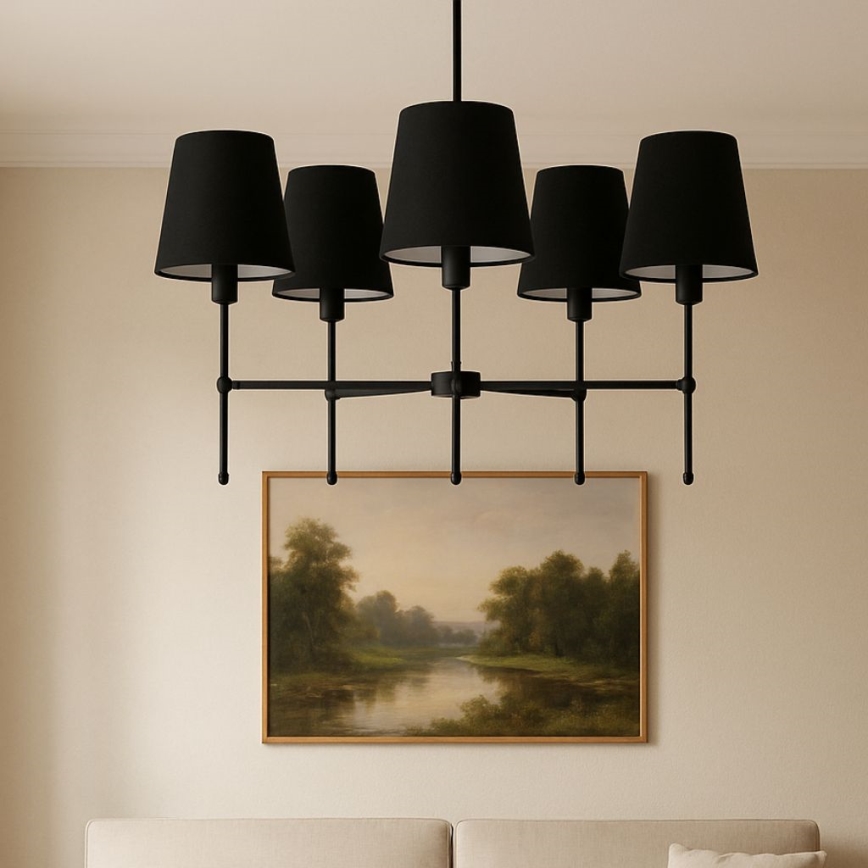 Rudas csillár MADELA 5xE14/40W/230V fekete