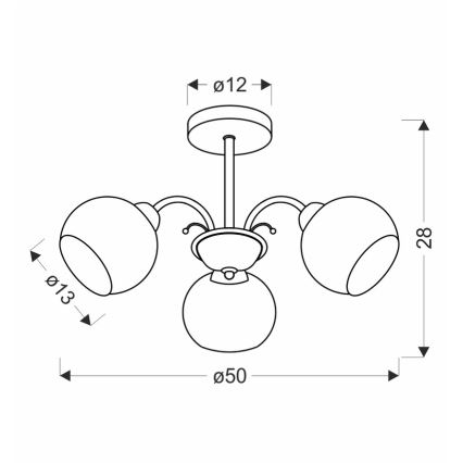 Rudas csillár NESTOR 3xE27/40W/230V sárgaréz