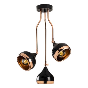 Rudas csillár YILDO 3xE27/40W/230V fekete/rézszínű