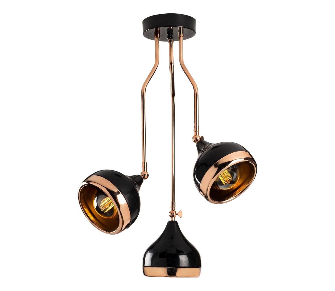 Rudas csillár YILDO 3xE27/40W/230V fekete/rézszínű 892OPV1763