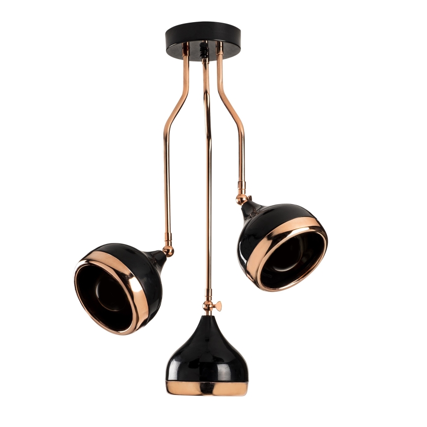 Rudas csillár YILDO 3xE27/40W/230V fekete/rézszínű