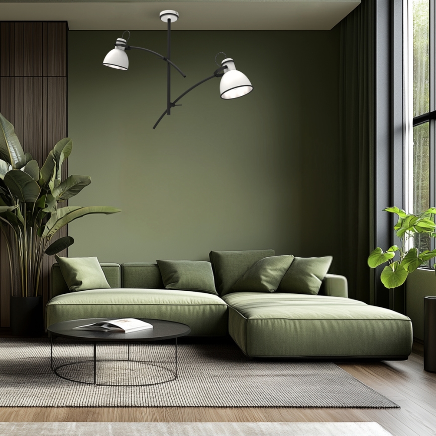 Rudas mennyezeti csillár ZUMBA 2xE27/60W/230V fehér/fekete