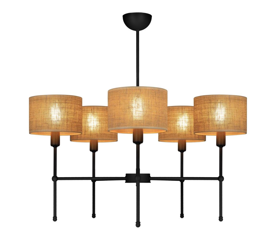 Rúdon függesztett csillár MADELA 5xE14/40W/230V juta/fekete 0245