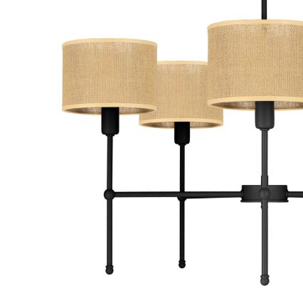 Rúdon függesztett csillár MADELA 5xE14/40W/230V juta/fekete