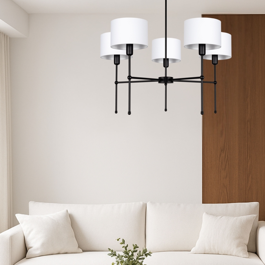 Rúdon függő csillár MADELA 5xE14/40W/230V fehér/fekete