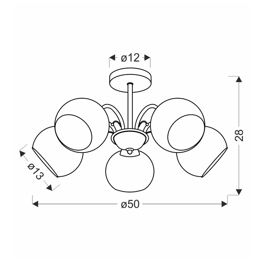 Rúdon függő csillár NESTOR 5xE27/40W/230V sárgaréz