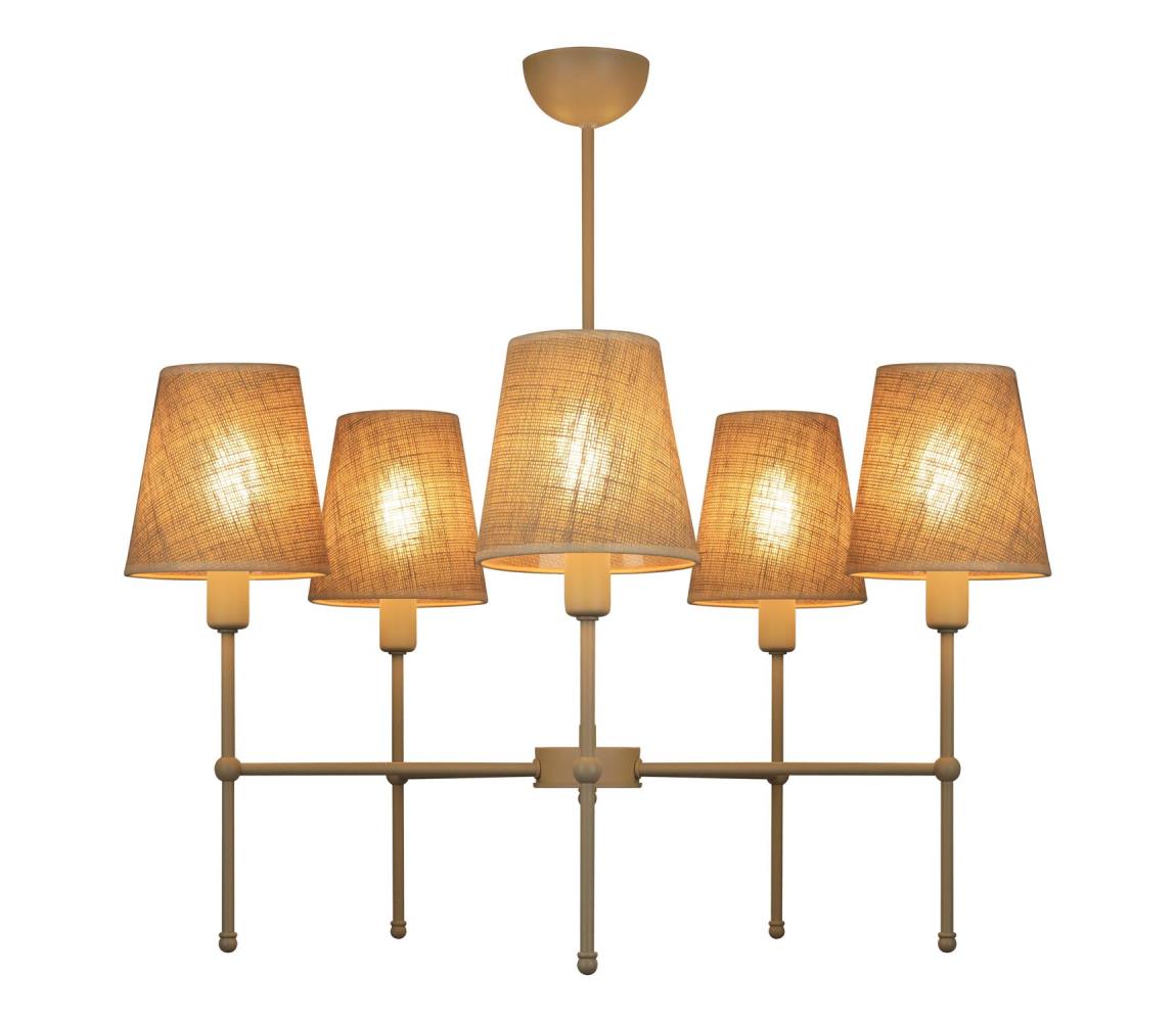 Rúdon szerelt MADELA csillár, 5 x E14 foglalat, max. 40 W, 230 V, juta, bézs 0243