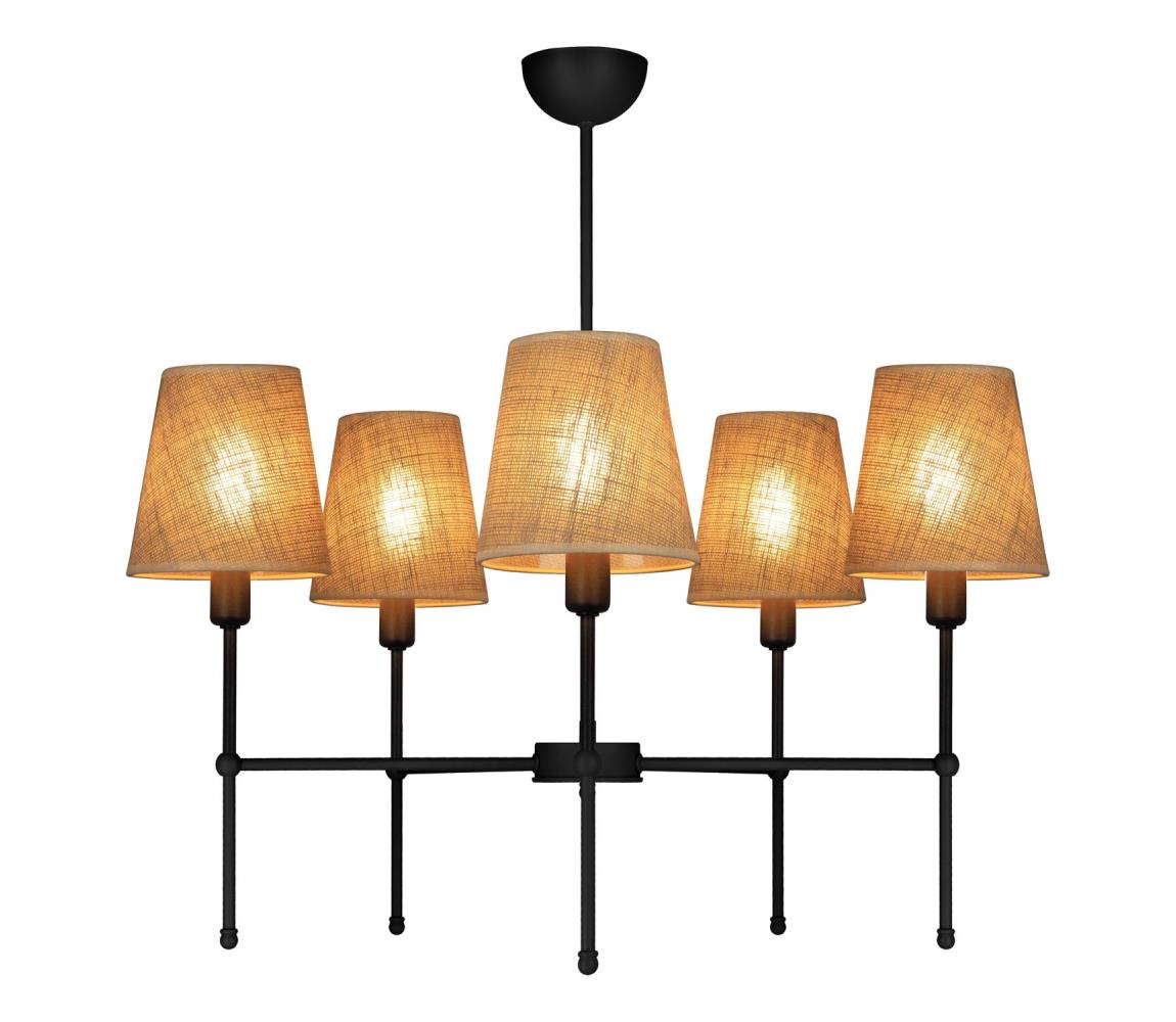 Rúdos csillár MADELA 5xE14/40W/230V juta/fekete 0128