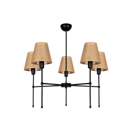 Rúdos csillár MADELA 5xE14/40W/230V juta/fekete