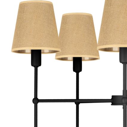 Rúdos csillár MADELA 5xE14/40W/230V juta/fekete