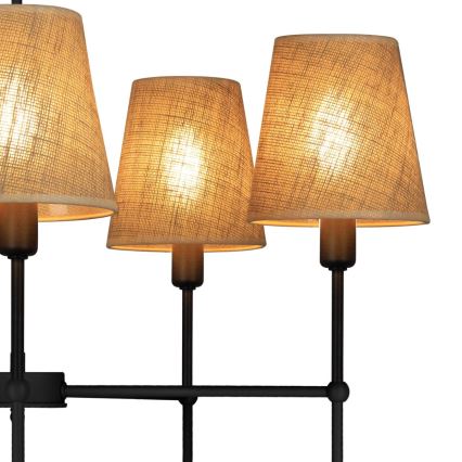 Rúdos csillár MADELA 5xE14/40W/230V juta/fekete