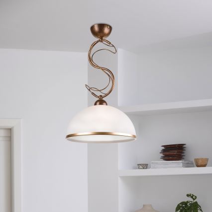 Rúdra szerelt COBRA csillár 1xE27/60W/230V Ø 30 cm bronz/patina