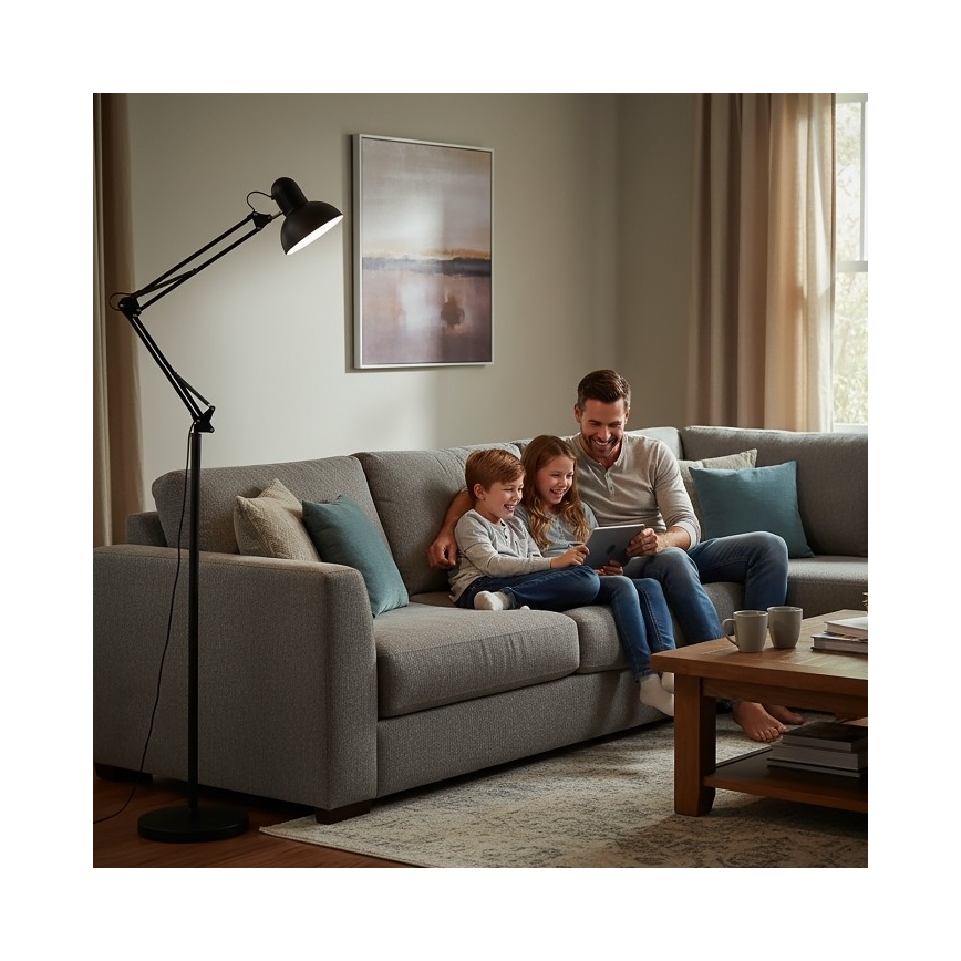 Rugalmas állólámpa AURIQ 1xE27/60W/230V 184 cm fekete