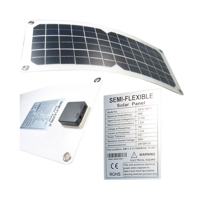 Rugalmas fotovoltaikus USB napelem 20W/12V