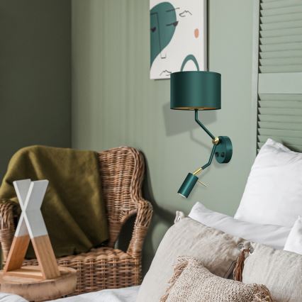 Rugalmas lámpa VERDE 1xE27/60W/230V + 1xGU10-MR11/7W zöld