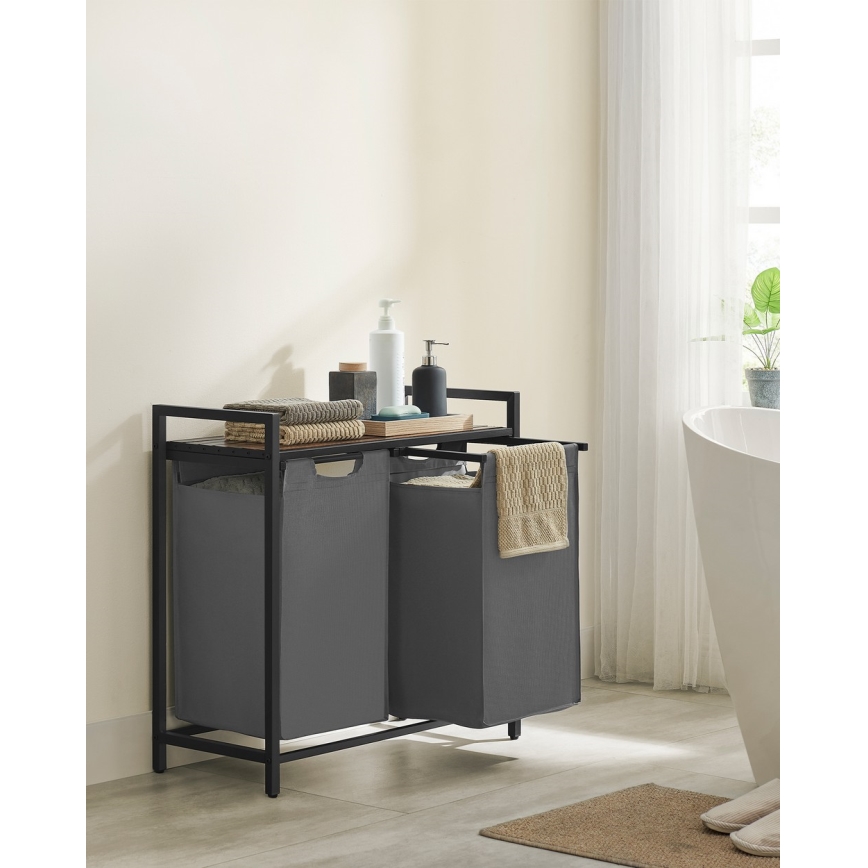 Ruhaszennyes kosár REX barna/szürke