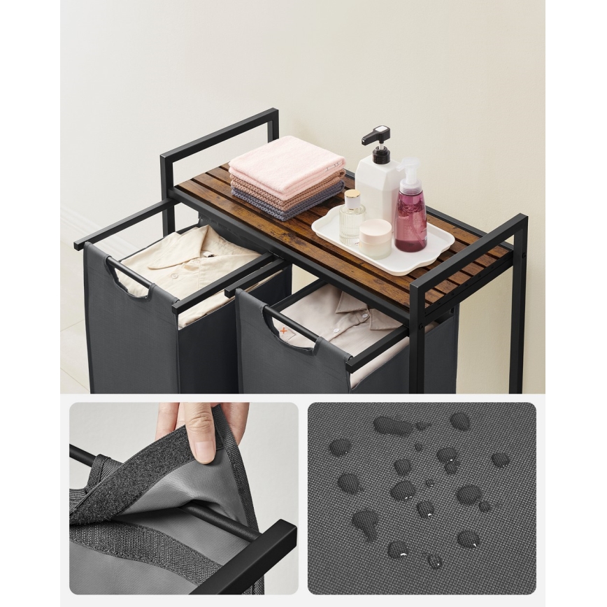 Ruhaszennyes kosár REX barna/szürke