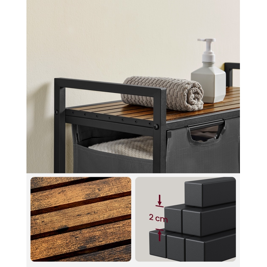 Ruhaszennyes kosár REX barna/szürke