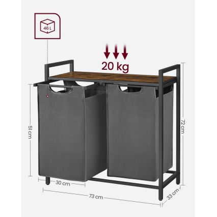 Ruhaszennyes kosár REX barna/szürke