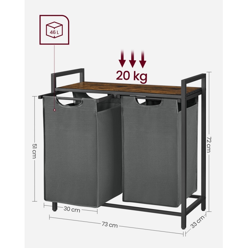 Ruhaszennyes kosár REX barna/szürke