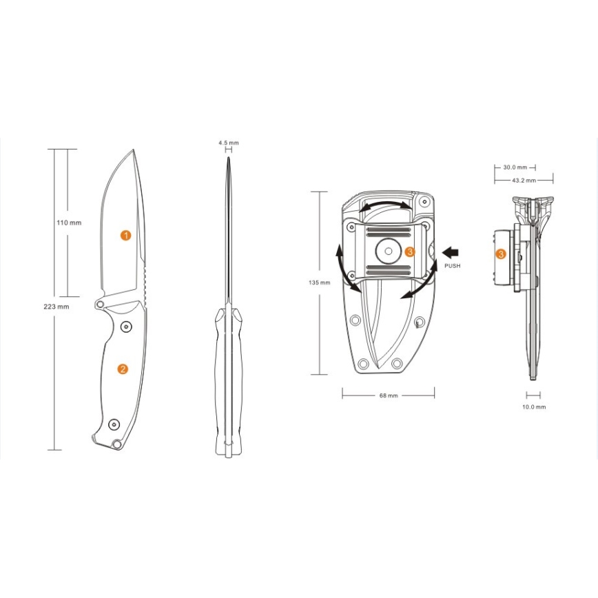 Ruike RUJF118B - Kés JAGER 22,3 cm fekete
