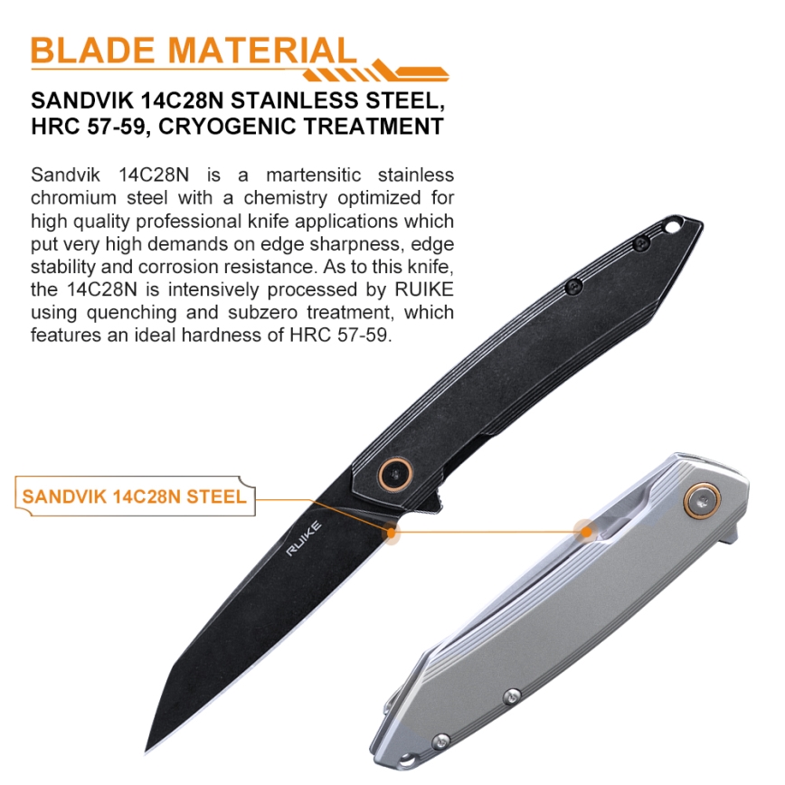 Ruike RUP831SSA - Összecsukható kompakt kés 19,5 cm ezüst