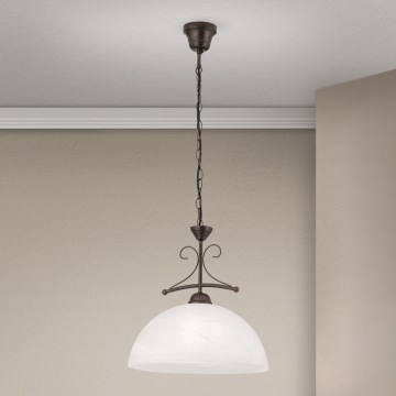 RULA láncos csillár 1xE27/40W/230V, átm. 35 cm, fehér/bronz
